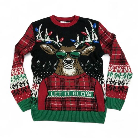 Ugly Holiday Sweater Festive & Funny Unisex Knit Reindeer Sweater size XL - Picture 2 of 13